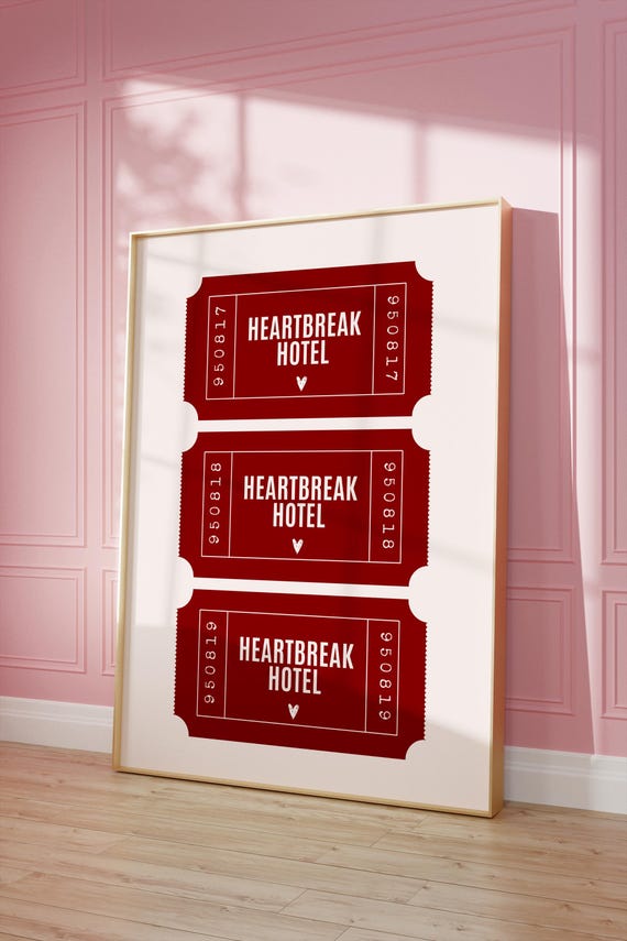 Heartbreak Hotel Print Galentines Day Wall Art Valentines Decor Love Quote Poster Cute Girly Bedroom
