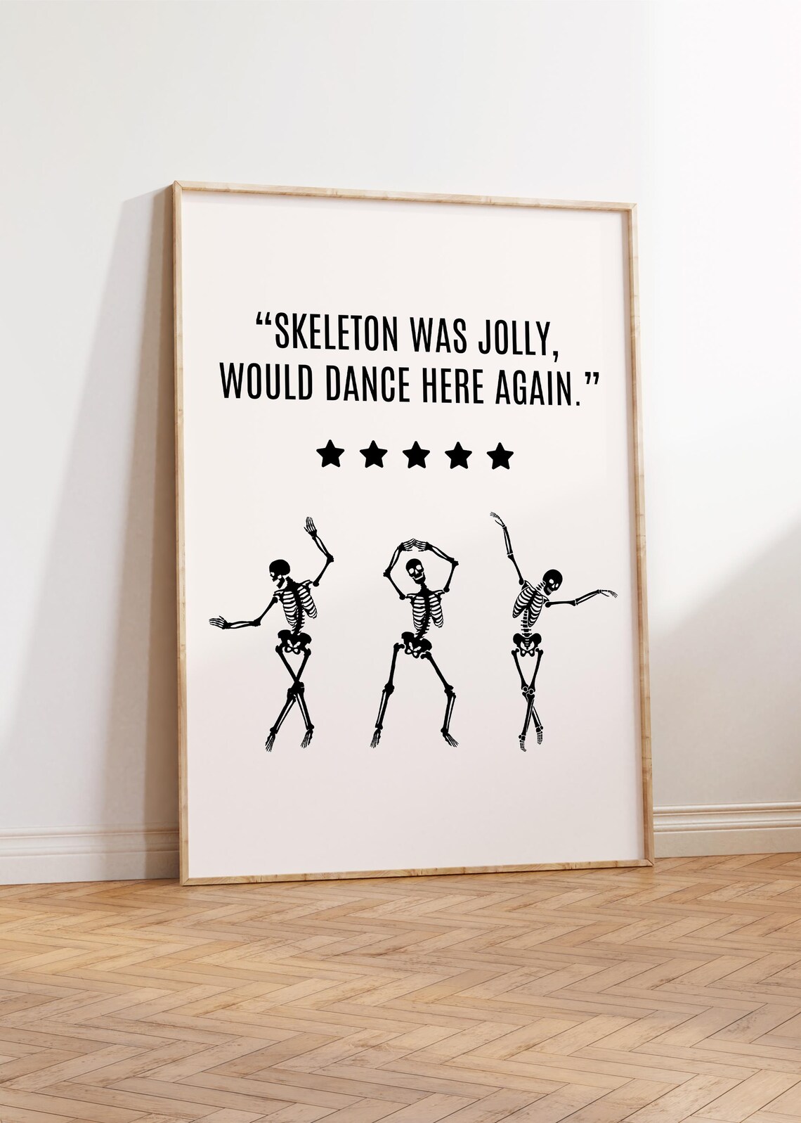 Funny Halloween Skeletons Poster, Quirky Decor