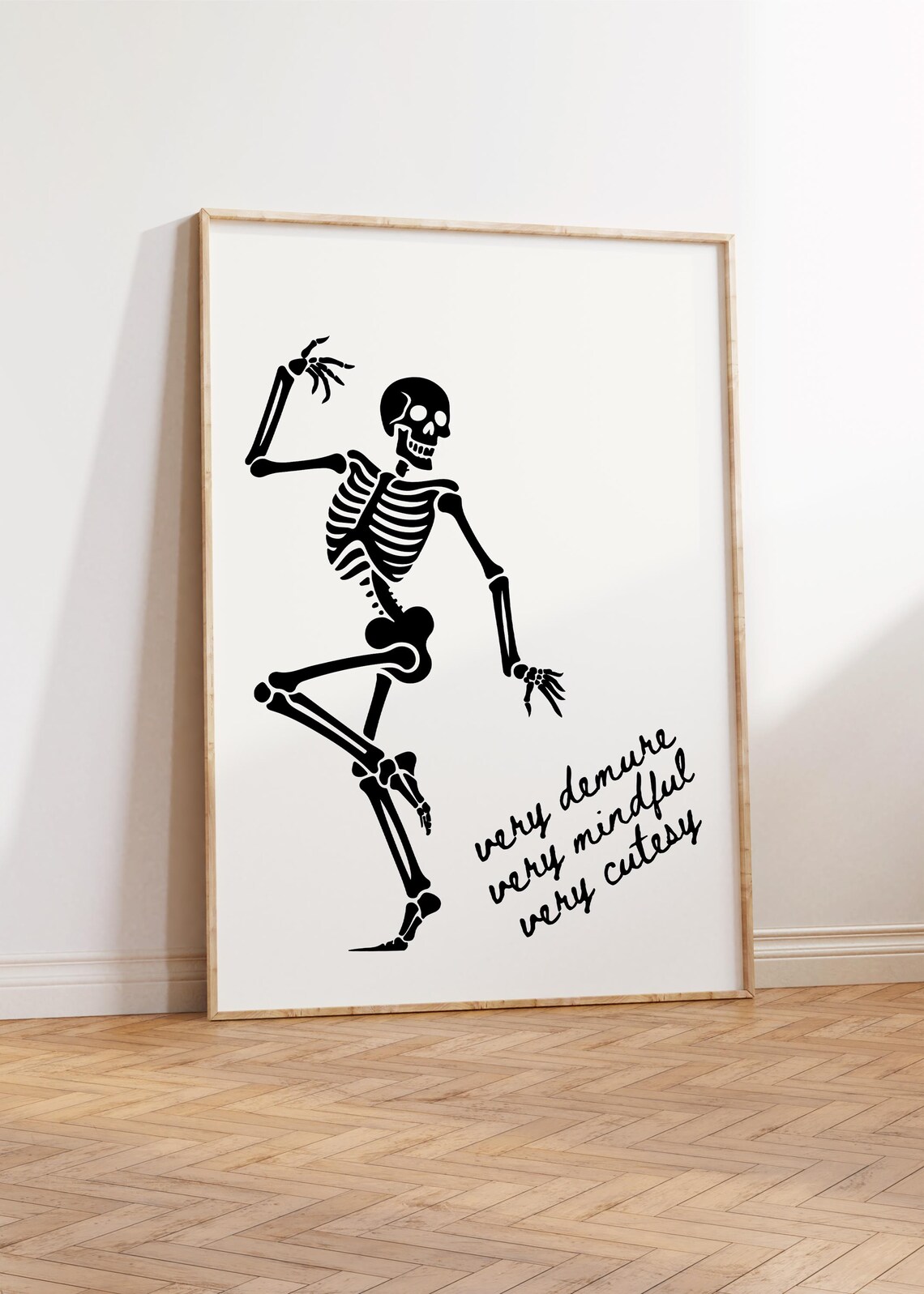 Demure Mindful Skeleton Halloween Art Print