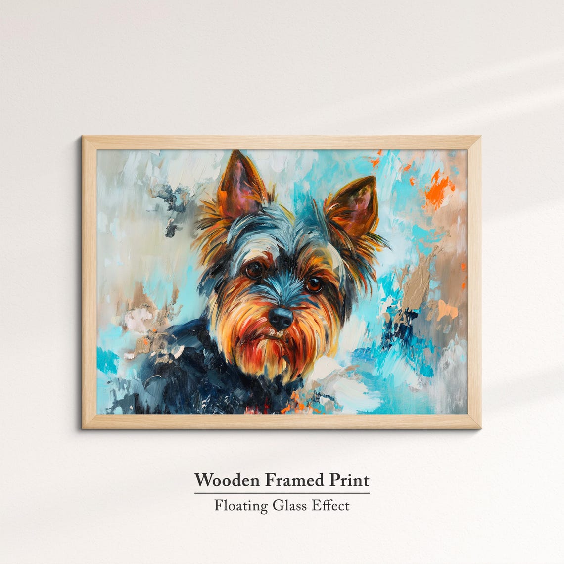 Yorkshire Terrier Face Front Turquoise Abstract Background Dog Poster - Image 6
