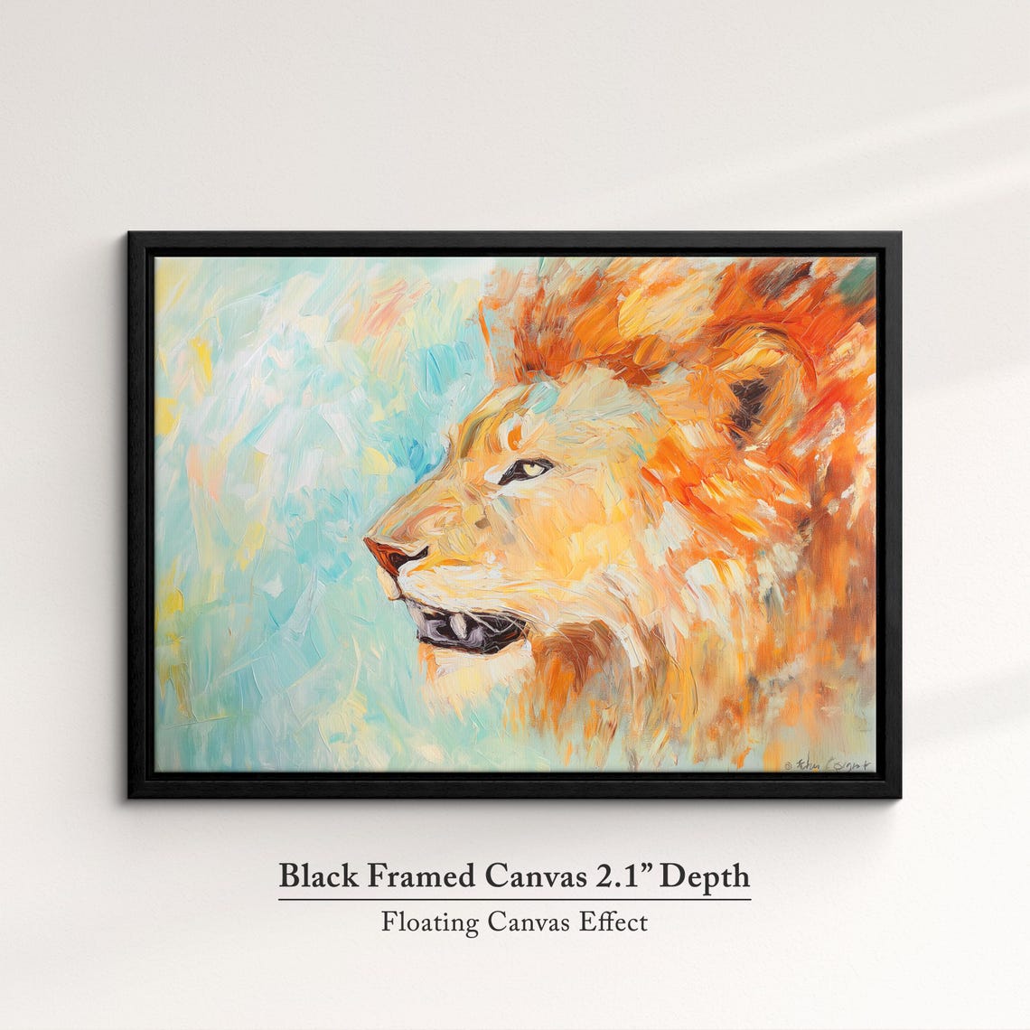 Lion Abstract Oil Painting Fiery Mane Roaring Profile Wildlife Poster - Image 2