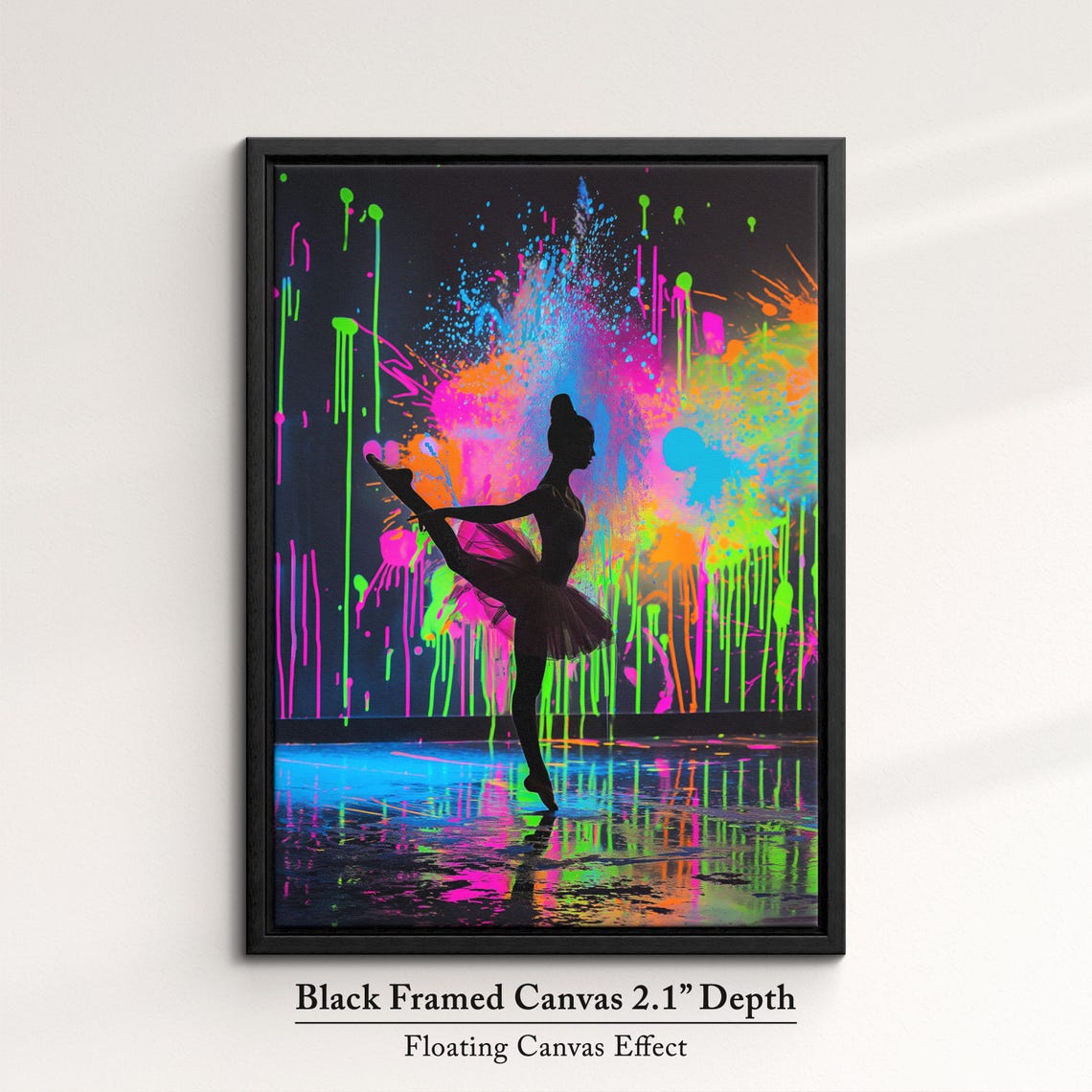 Vibrant Ballerina Art Neon Dance Painting Colorful Ballet Wall Decor Modern Dance Artwork Splatter Paint Style Artistic Decor - Image 2