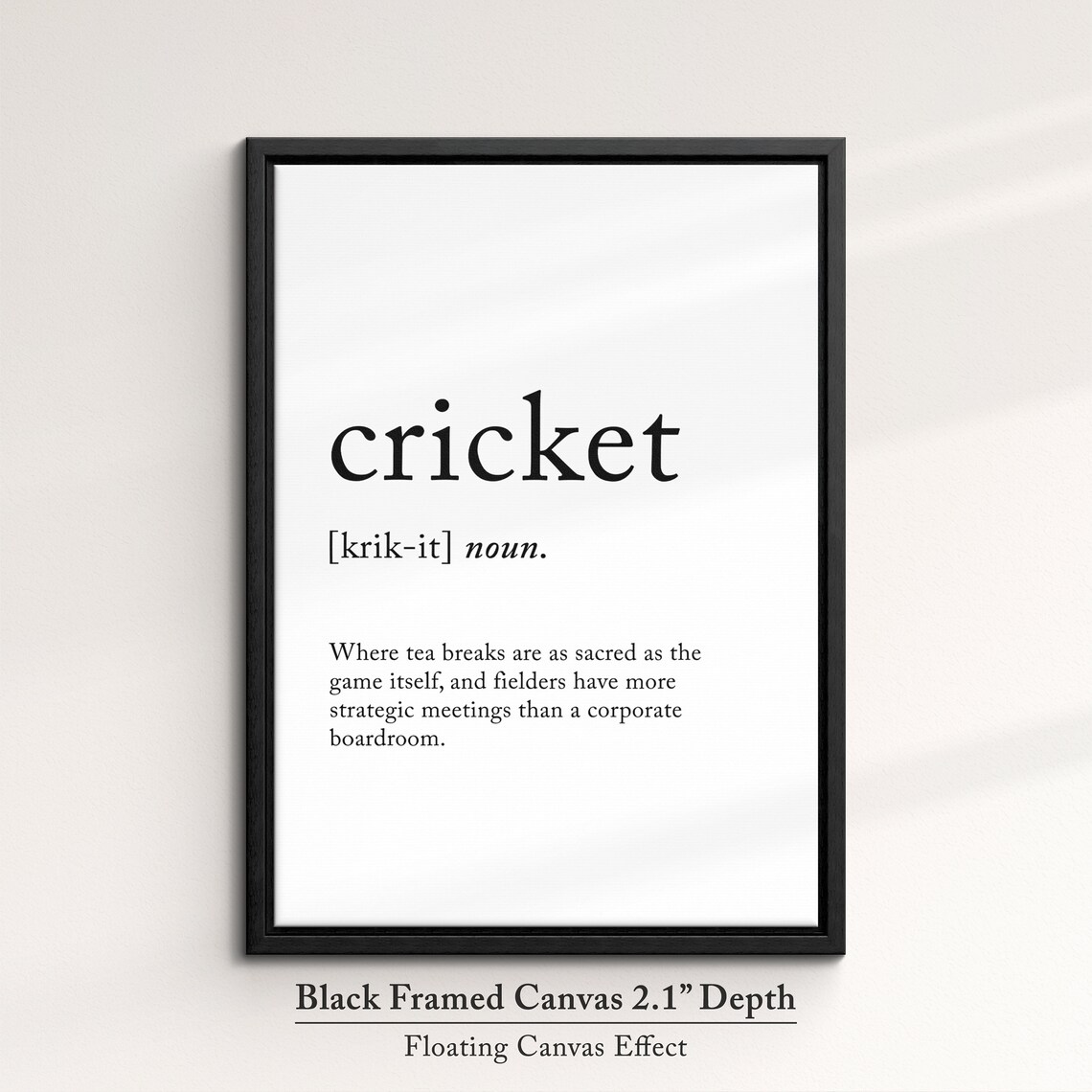 Cricket Definition Dictionary Funny Sports Quote Minimalist Framed Print Framed Wall Art Poster Home Decor Interior Cricket Gift - Image 2