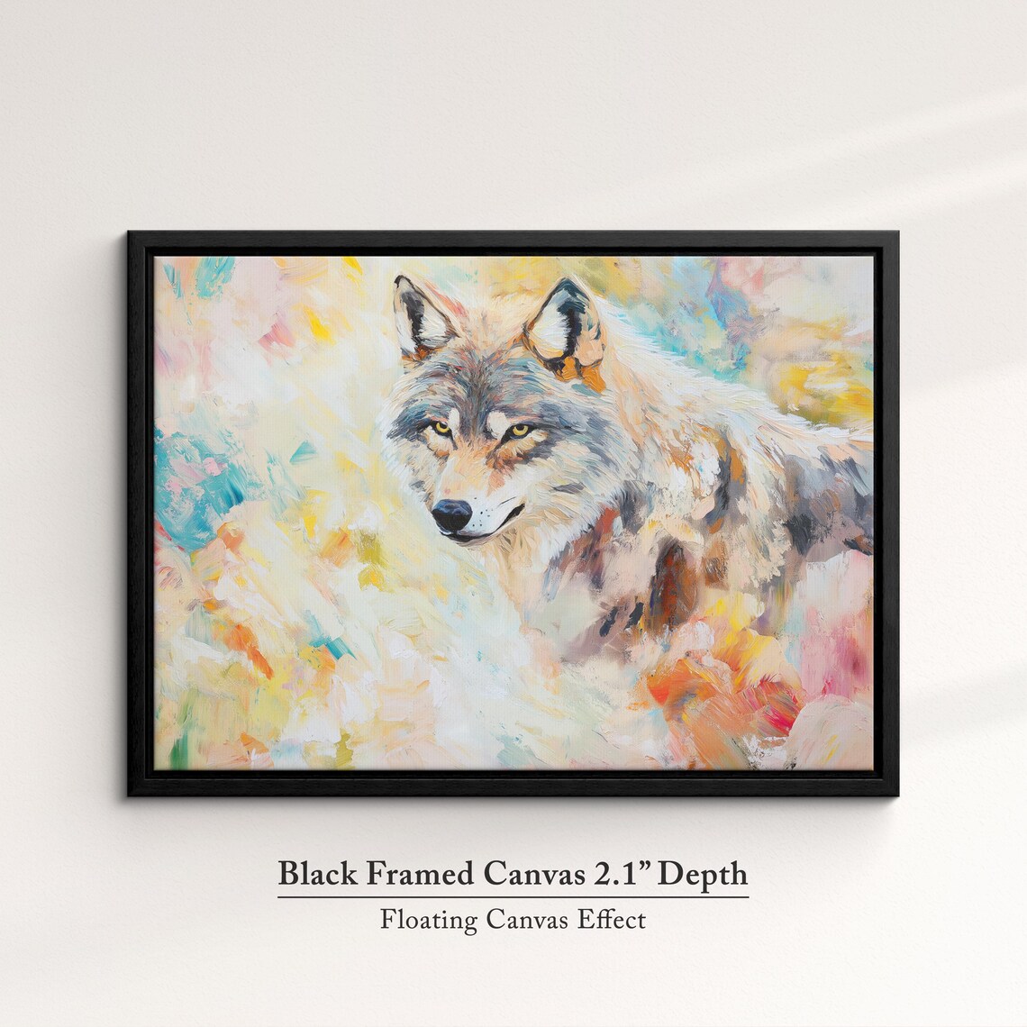Wolf Abstract Oil Painting Golden Eyes Colorful Wildlife Portrait Poster - Image 2