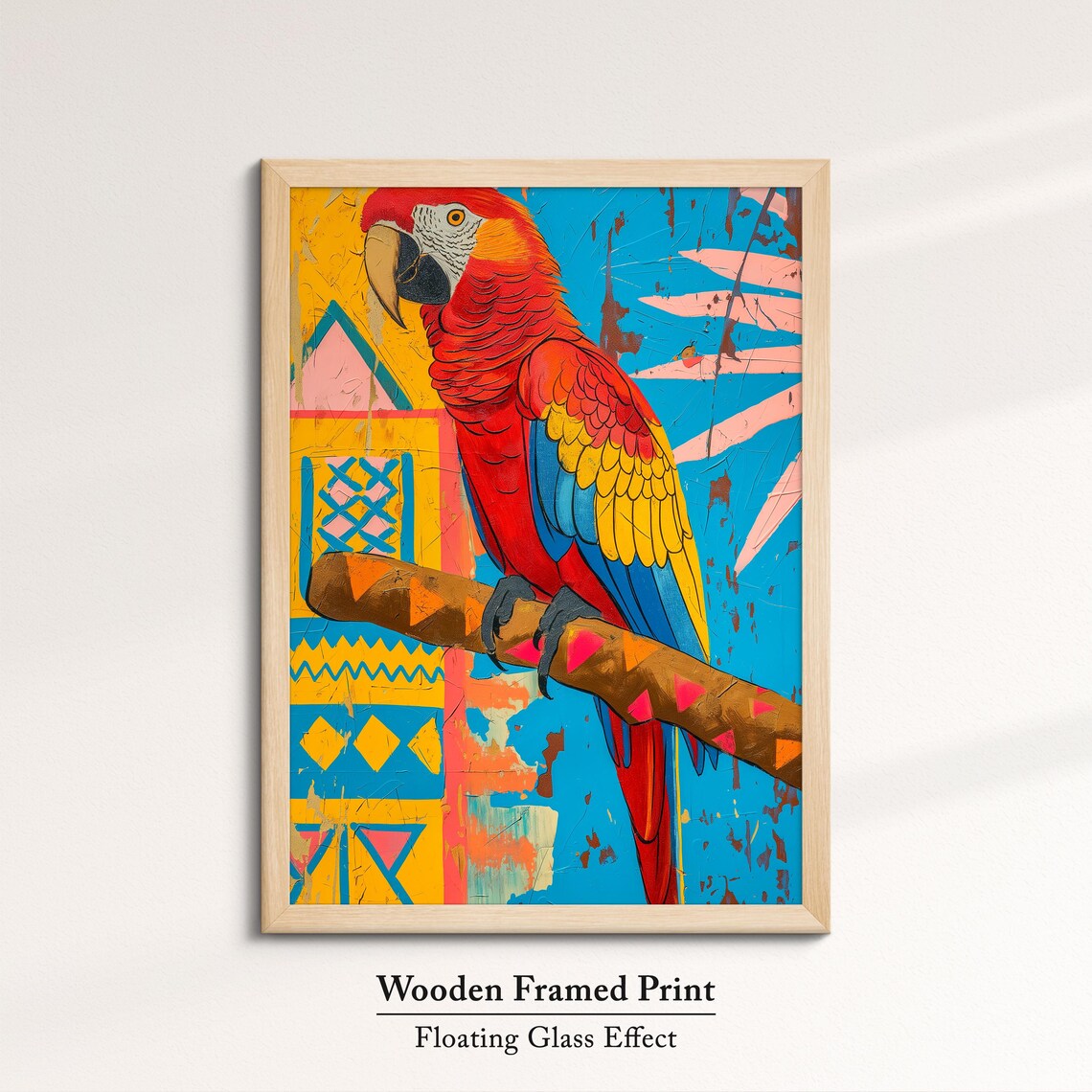 Scarlet Macaw Parrot Pop Art Tribal Blue Yellow Tropical Bird Poster - Image 6