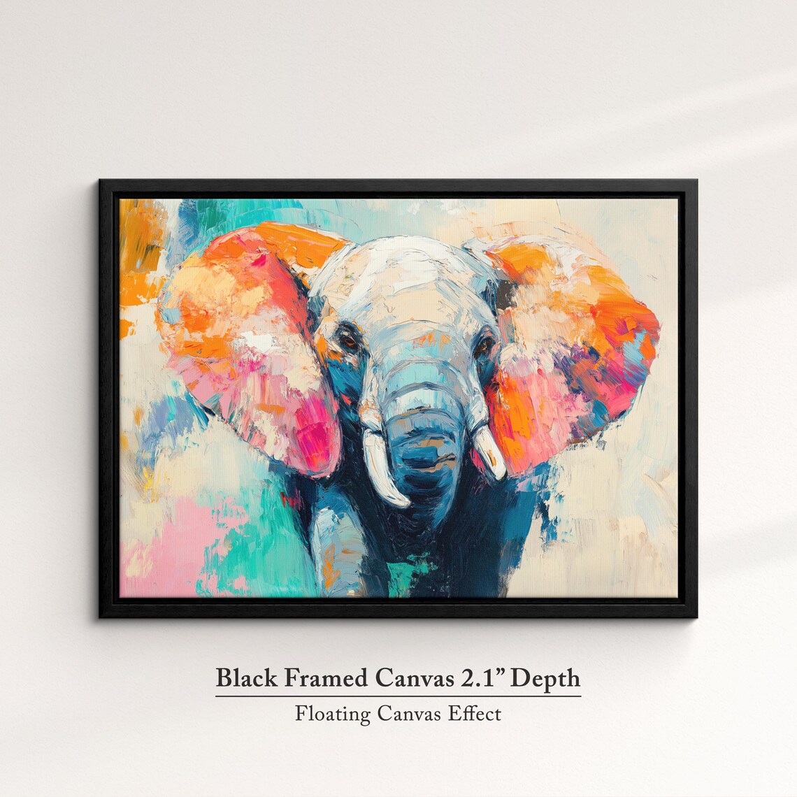 Elephant Head Orange Blue Palette Knife Abstract Safari Wall Art Poster - Image 2