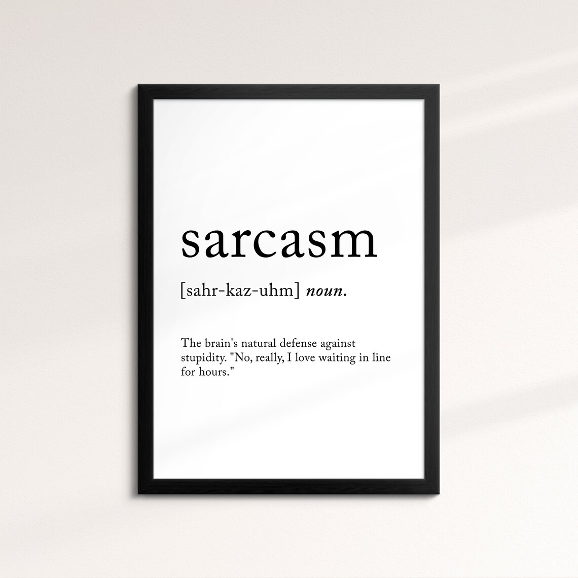 Sarcasm Minimalist Definition Quote Word Art Framed Print Framed Female Wall Art Lady Poster Feminine Home Decor Gifts For Her