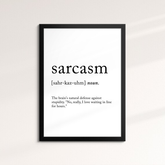 Sarcasm Minimalist Definition Quote Word Art Framed Print Framed Female Wall Art Lady Poster Feminine Home Decor Gifts For Her