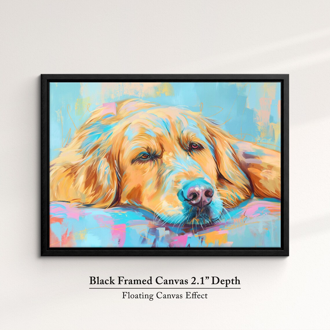 Golden Retriever Resting Colorful Oil Painting Dog Portrait Poster - Image 2