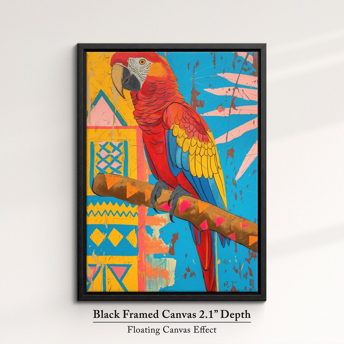 Scarlet Macaw Parrot Pop Art Tribal Blue Yellow Tropical Bird Poster - Image 2