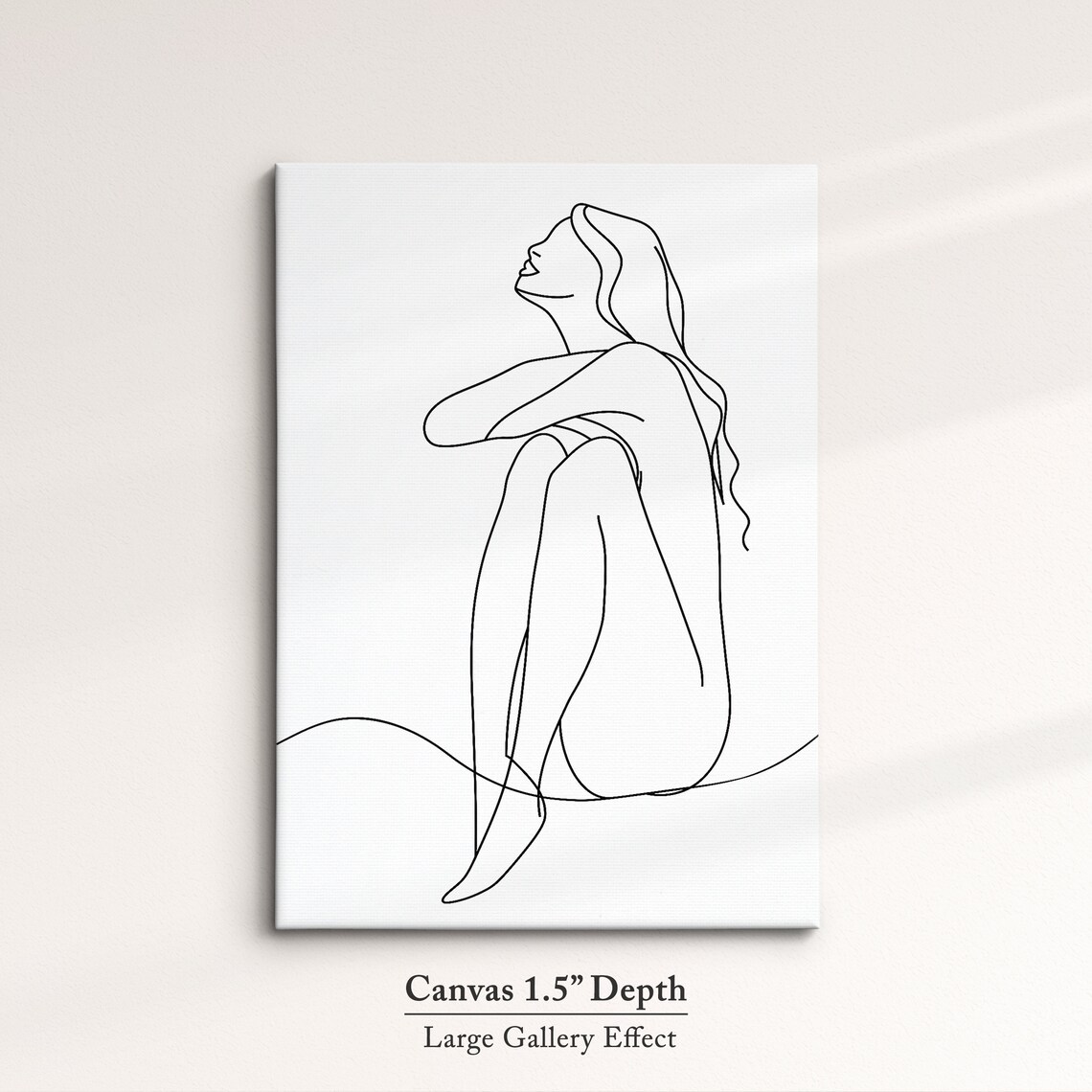 Seated Woman Looking Up Continuous Line Art Drawing Minimalist Wall Poster - Image 3