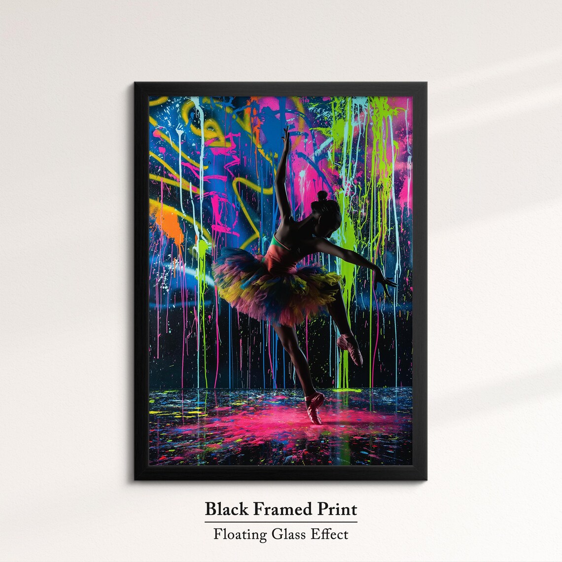 Ballerina Leap Rainbow Tutu Neon Graffiti Splatter Dance Wall Art Poster - Image 8