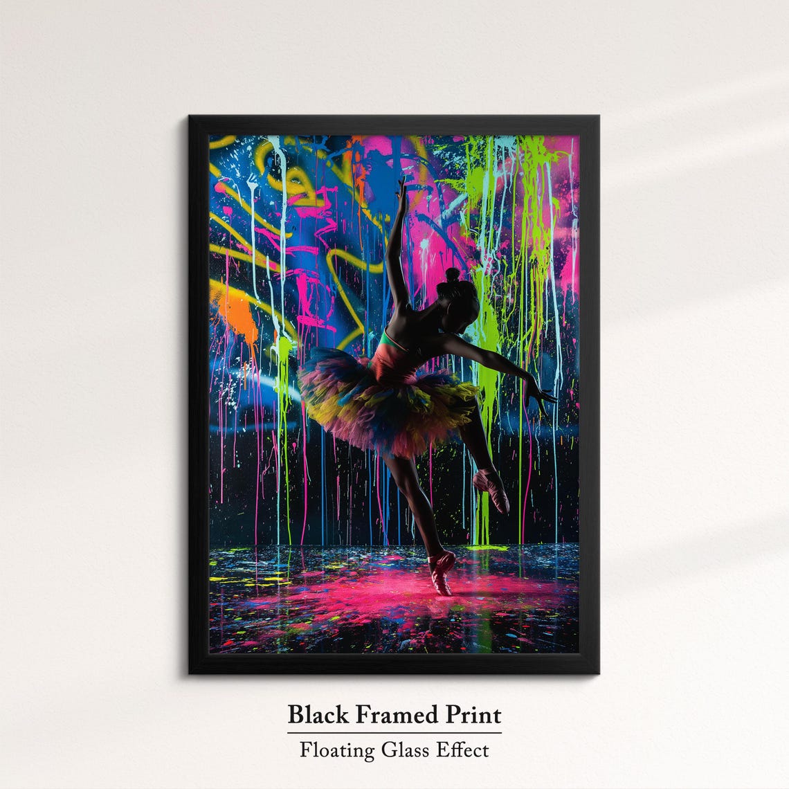 Vibrant Ballerina Art Neon Dance Painting Colorful Ballet Wall Decor Modern Dance Artwork Splatter Paint Style Artistic Decor - Image 8