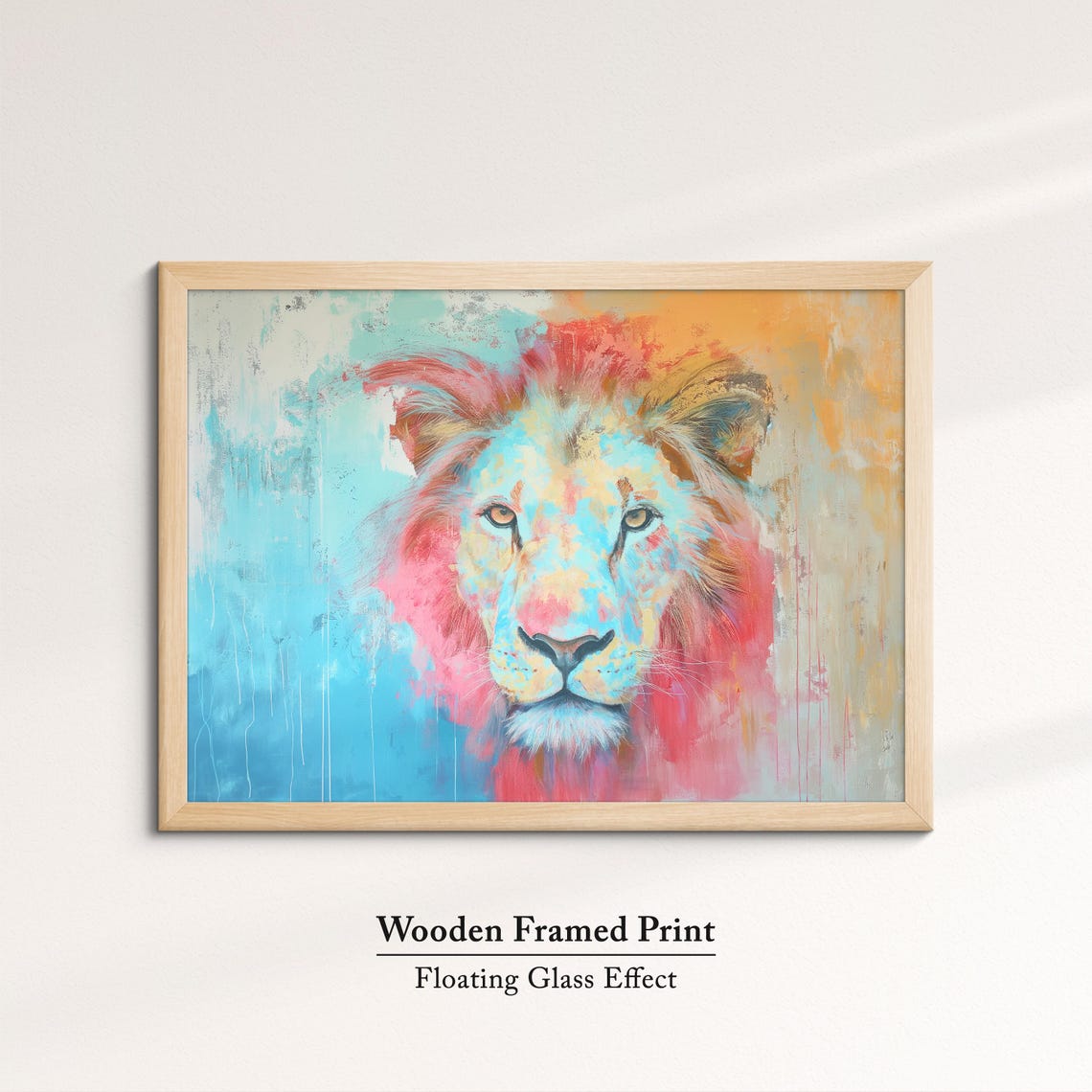 Lion Bold Pink Mane Turquoise Face Colorful Abstract Art Poster - Image 6