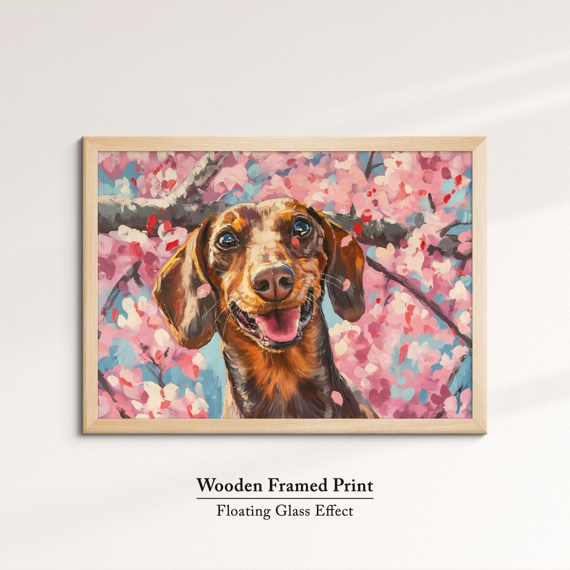 Happy Brown Dachshund Smiling In Cherry Blossom Joyful Pet Wall Poster - Image 6