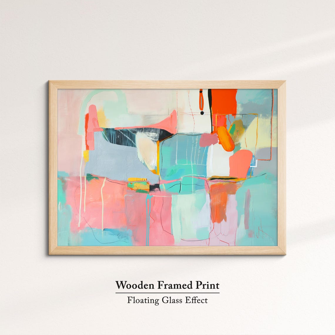 Pastel Abstract Geometric Blocks Pink Blue Minimalist Modern Art Print - Image 6