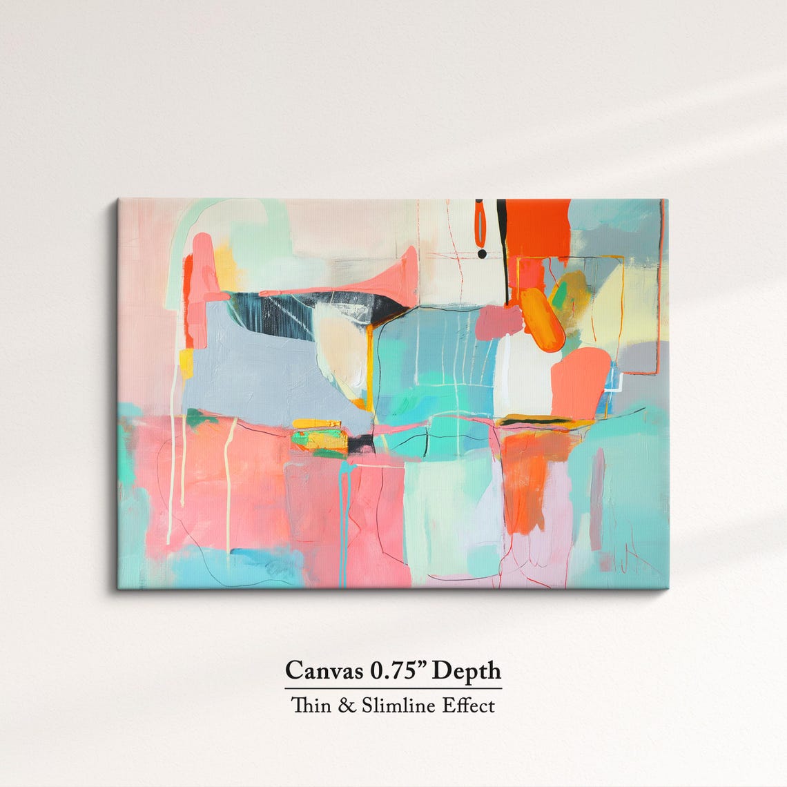 Pastel Abstract Geometric Blocks Pink Blue Minimalist Modern Art Print - Image 4