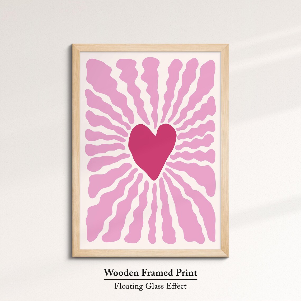 Pink Heart Abstract Organic Shapes Modern Minimalist Love Decor Wall Art Poster - Image 6