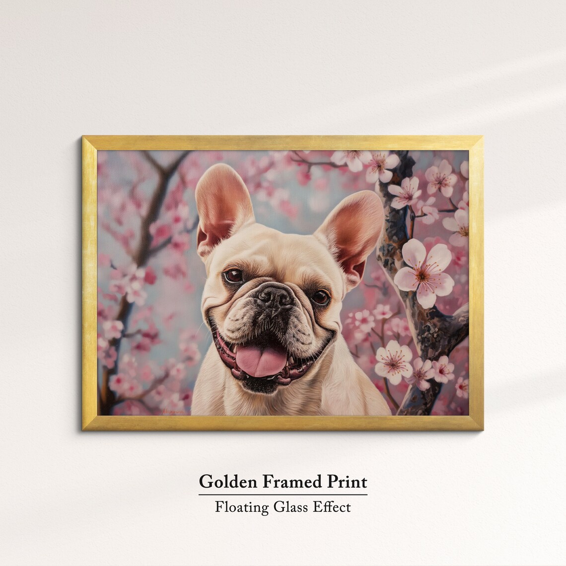 Smiling Cream French Bulldog Under Cherry Blossoms Adorable Dog Poster - Image 5