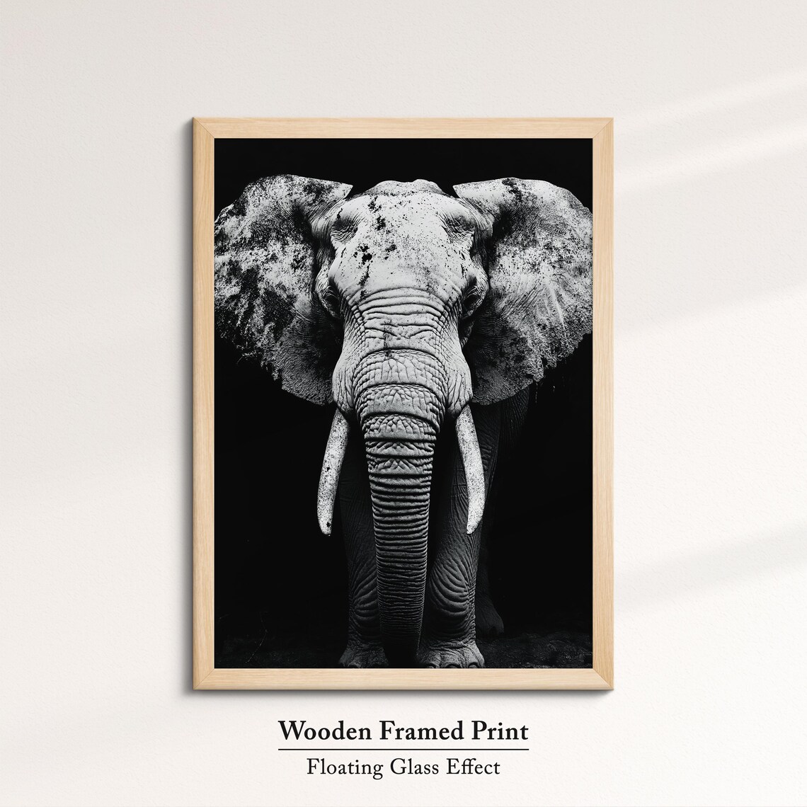 African Elephant Monochrome Black White Dramatic Tusker Portrait Poster - Image 6