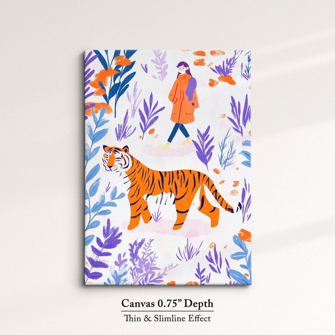 Bold Tiger Art Jungle Safari Wall Decor Vibrant Animal Print Modern Wildlife Home Decoration Orange And Purple Tropical Art - Image 4