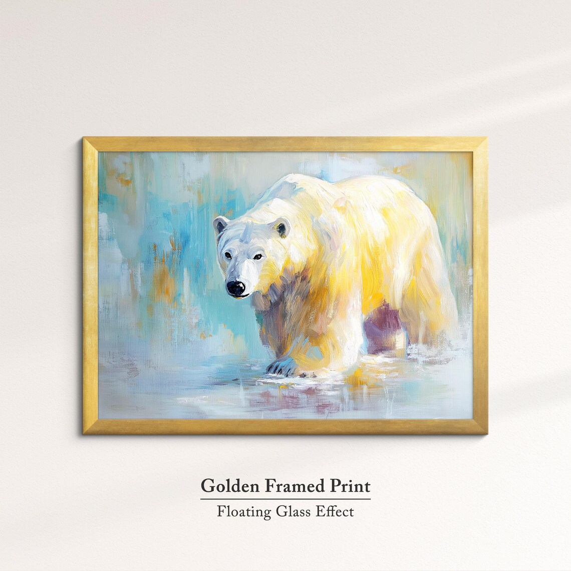 Polar Bear Blue Icy Abstract Oil Painting Arctic Wildlife Wall Art Poster - Image 5
