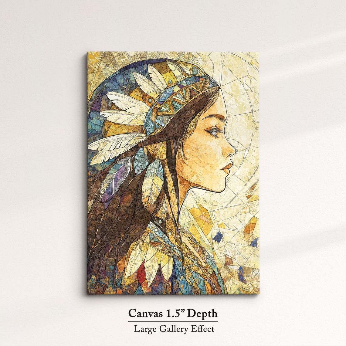Serene Indian Woman Portrait Art Elegant African Beauty Bohemian Wall Decor Rustic Home Art Print Neutral Tones Oil Painting - Image 3