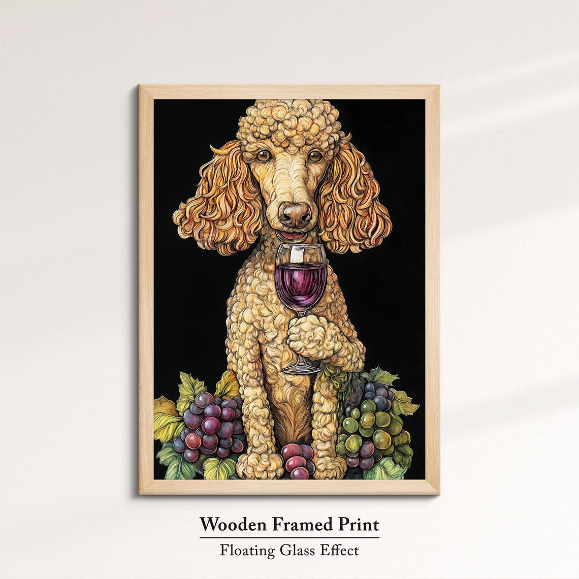 Poodle Dog Holding Red Wine Glass Grape Vineyard Elegant Art Poster - Image 6