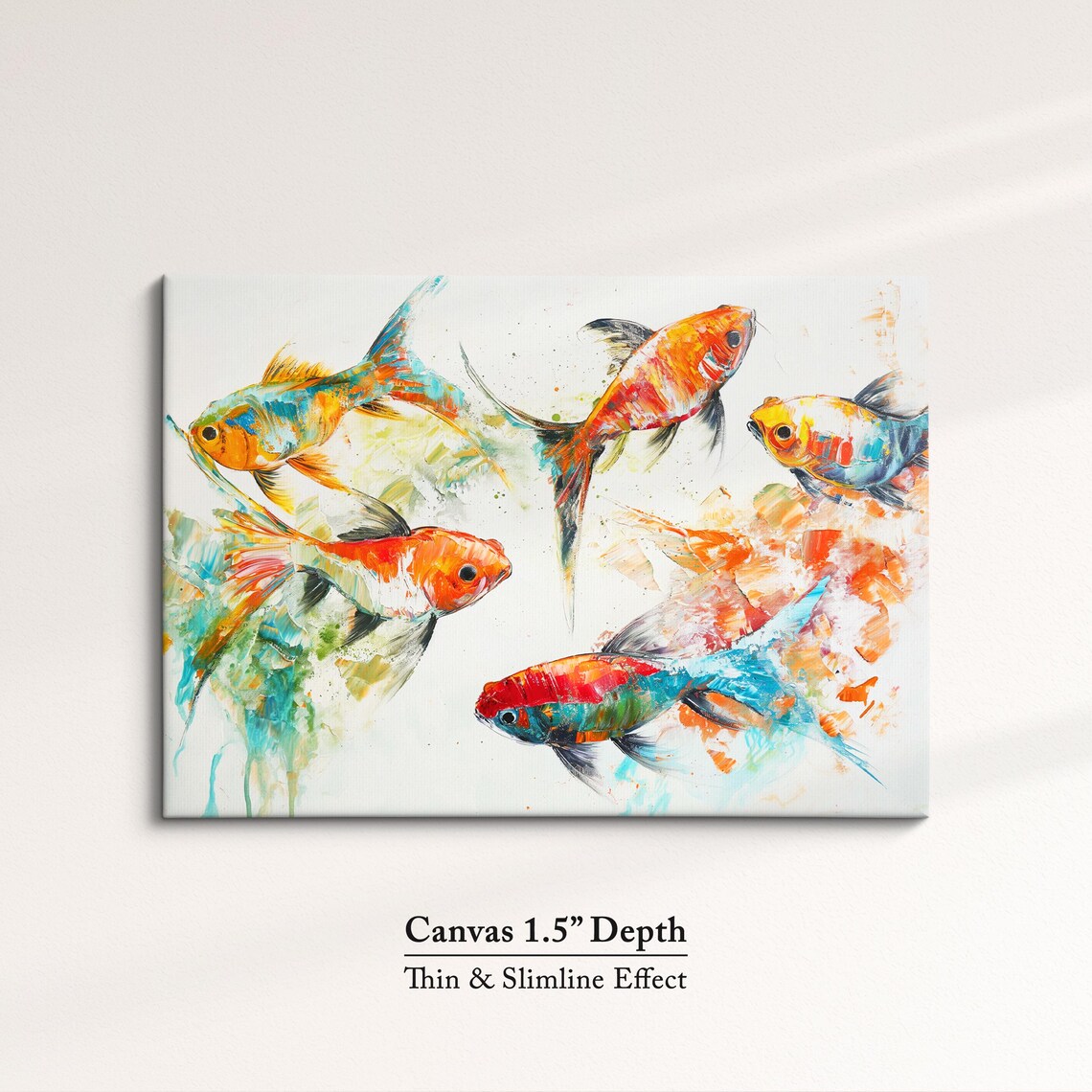 Vibrant Goldfish Orange Turquoise Watercolor Underwater Art Poster - Image 3