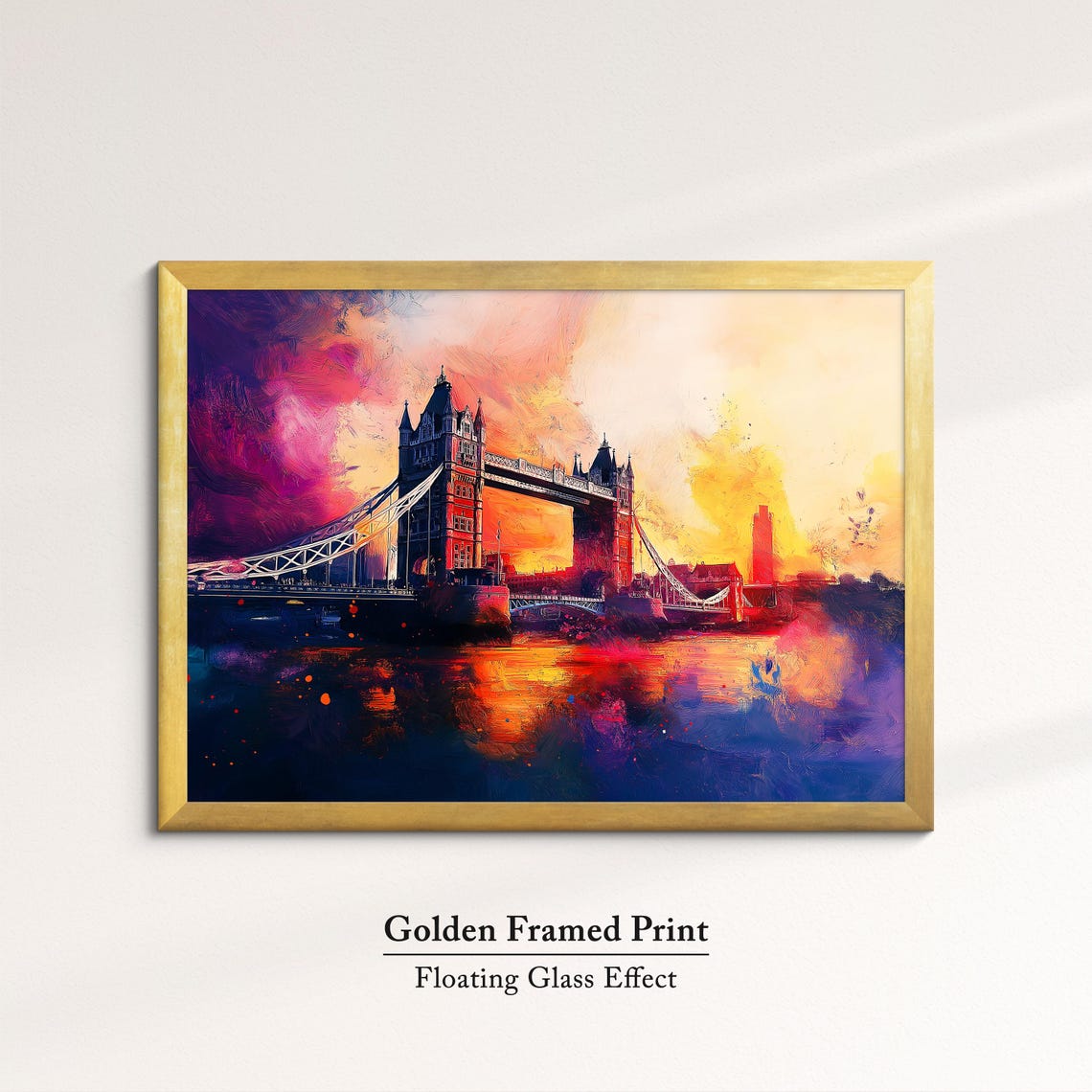 London Tower Bridge Dramatic Sunset Magenta Sky Thames Night Poster - Image 5