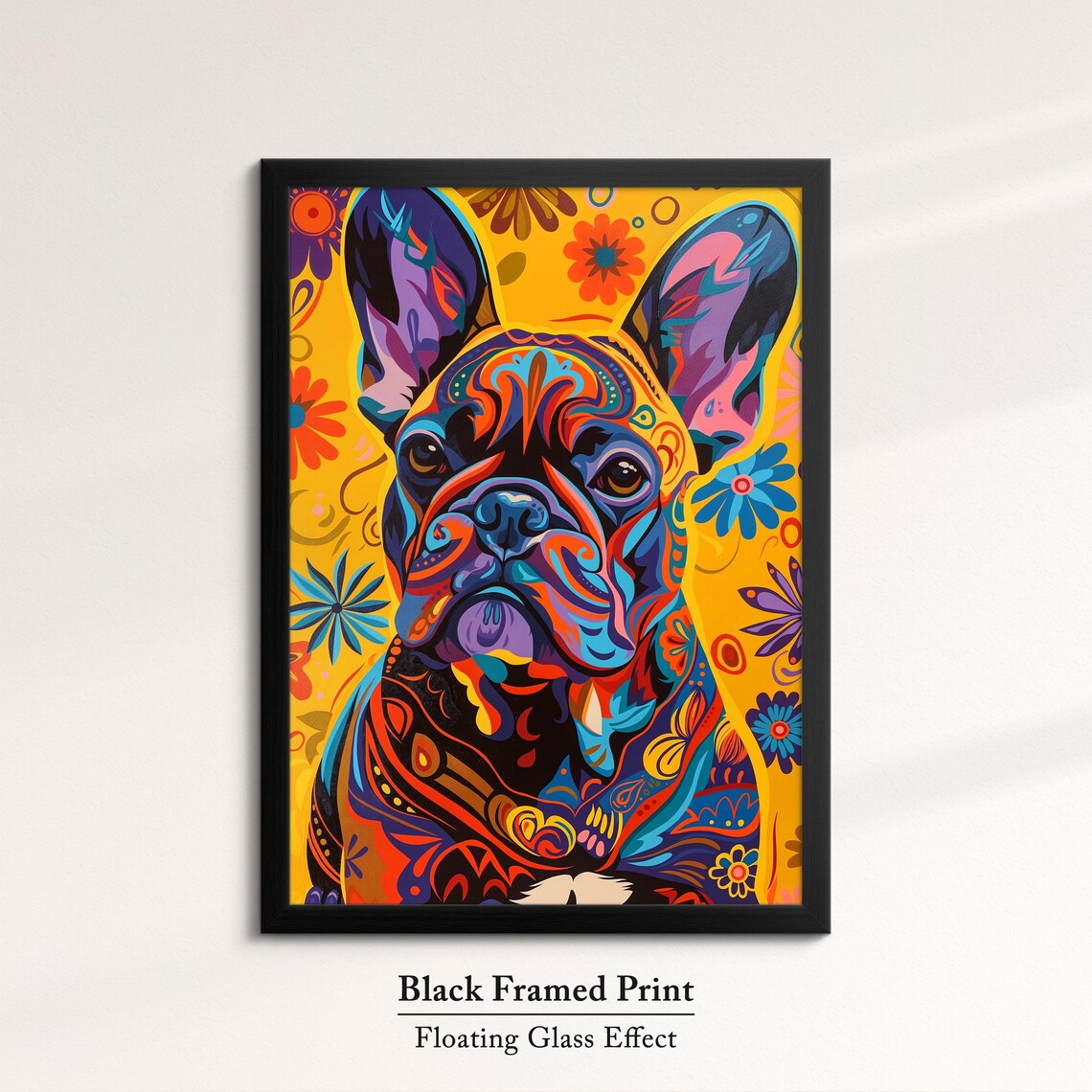 French Bulldog Colorful Psychedelic Floral Pop Art Dog Portrait Poster - Image 8