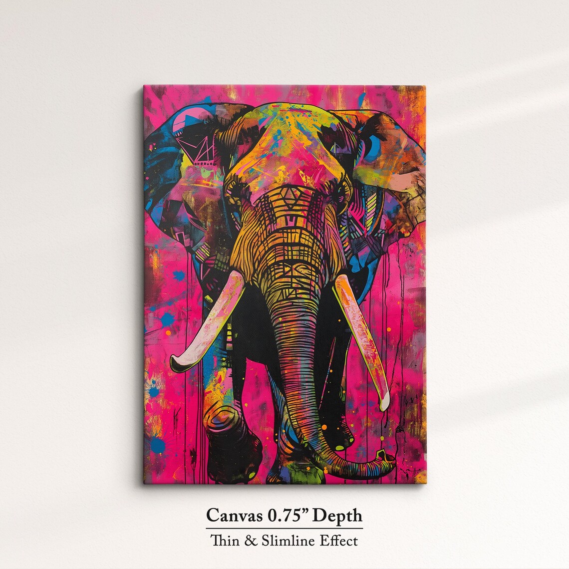 Colorful Elephant Pop Art Hot Pink Graffiti Street Style Wall Poster - Image 4