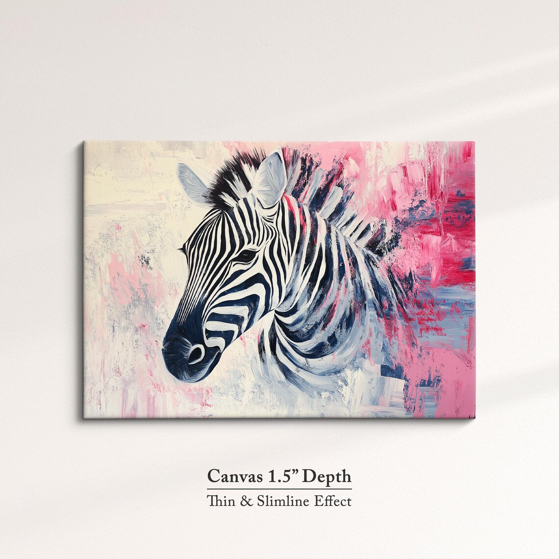 Zebra Head Pink Abstract Background Colorful Safari Animal Wall Art Poster - Image 3