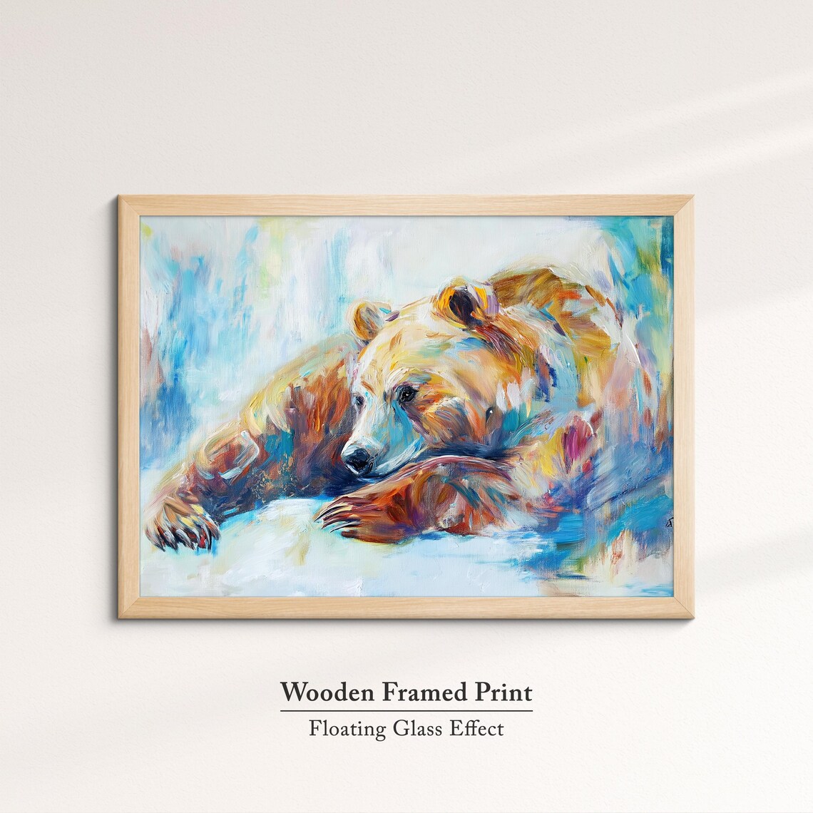 Brown Bear Resting Head Colorful Abstract Oil Painting Animal Wall Poster - Image 6