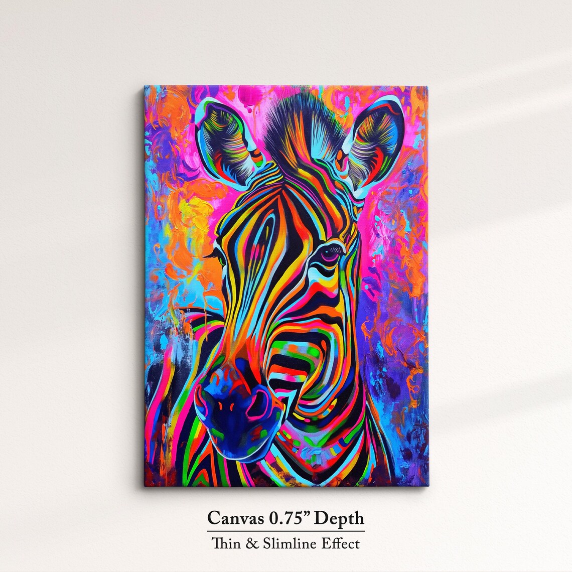 Colorful Zebra Abstract Oil Painting, Art Print - Image 4