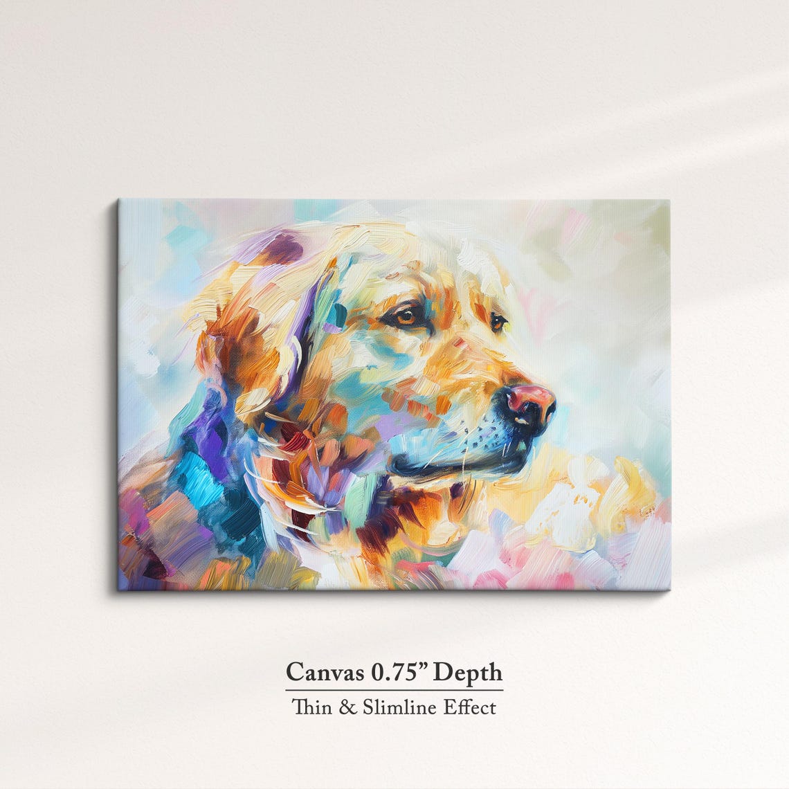Golden Retriever Side Profile Pastel Blue Purple Abstract Dog Poster - Image 4