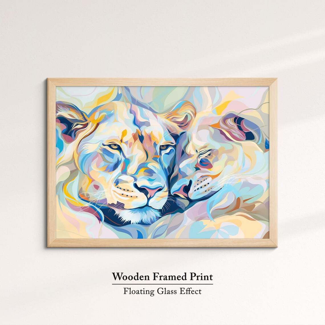 Pastel Lions Abstract Oil Painting Colorful Big Cats Face Animal Wall Art Poster - Image 6
