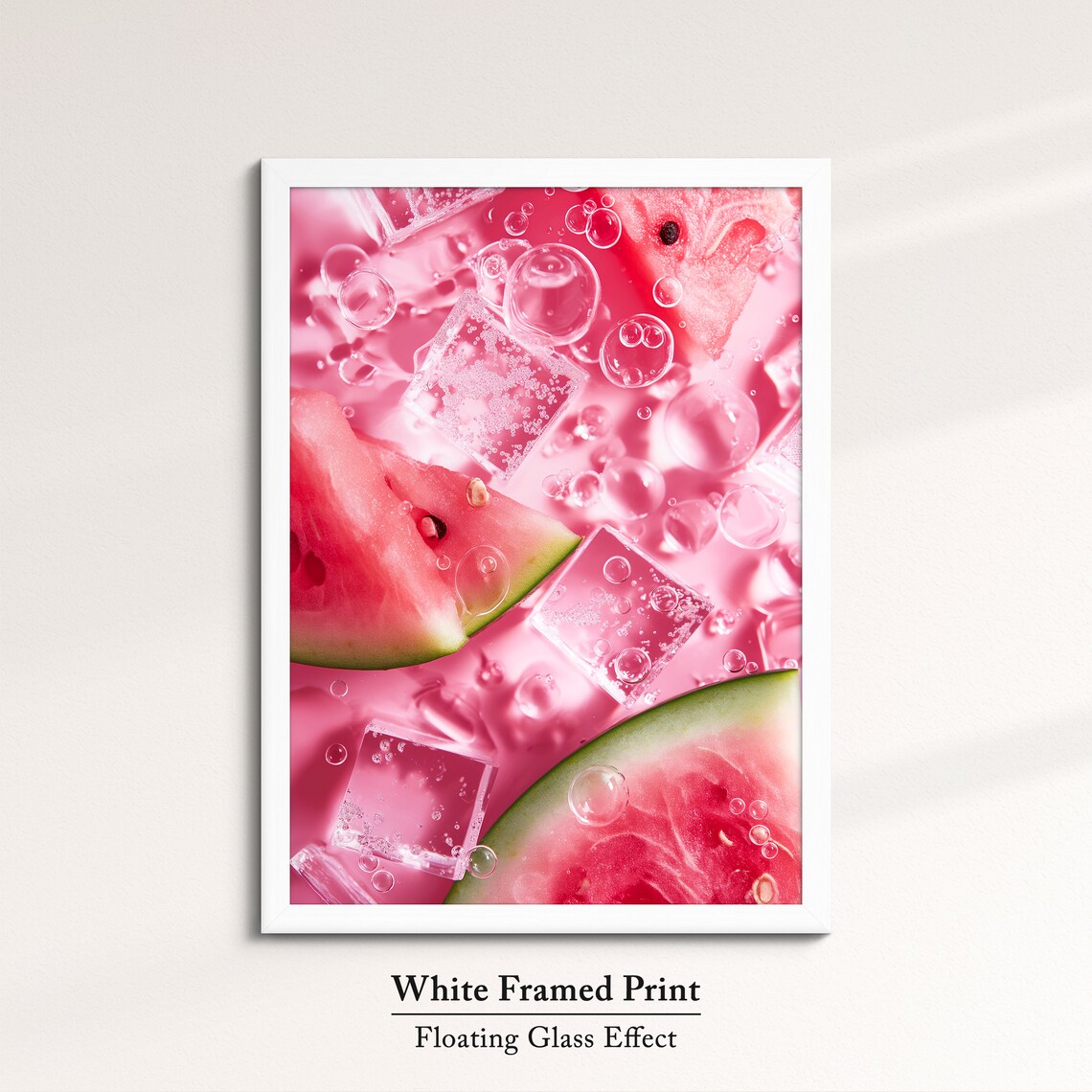 Refreshing Watermelon In Ice Art Cool Summer Wall Decor Framed Ready To Hang Perfect For Kitchen Or Dining Room Vibrant Fruit - Image 7