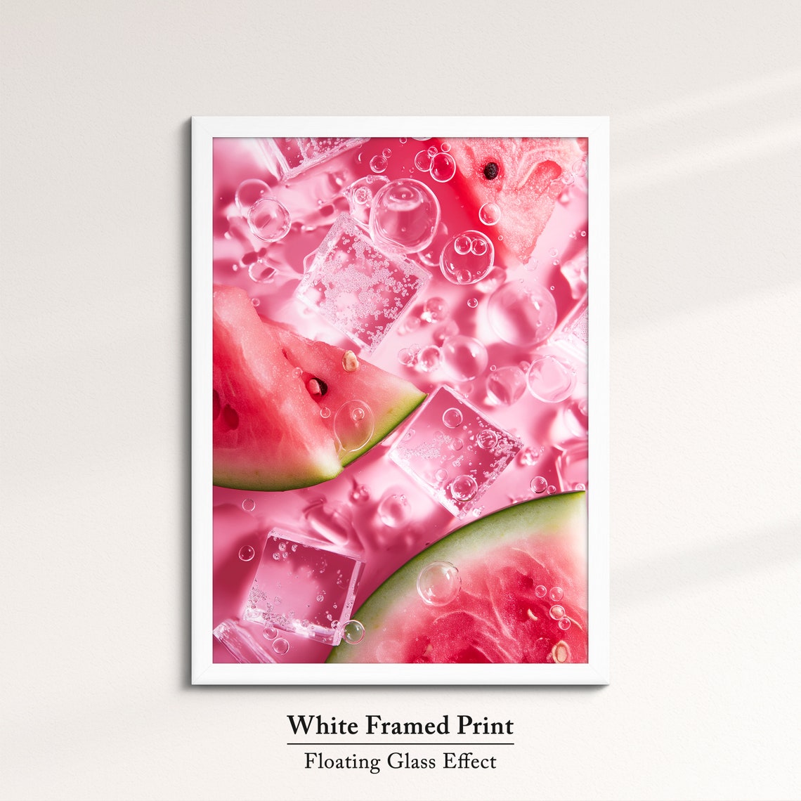 Watermelon Slices And Ice Cubes On Pink Summer Refresh Art Poster - Image 7