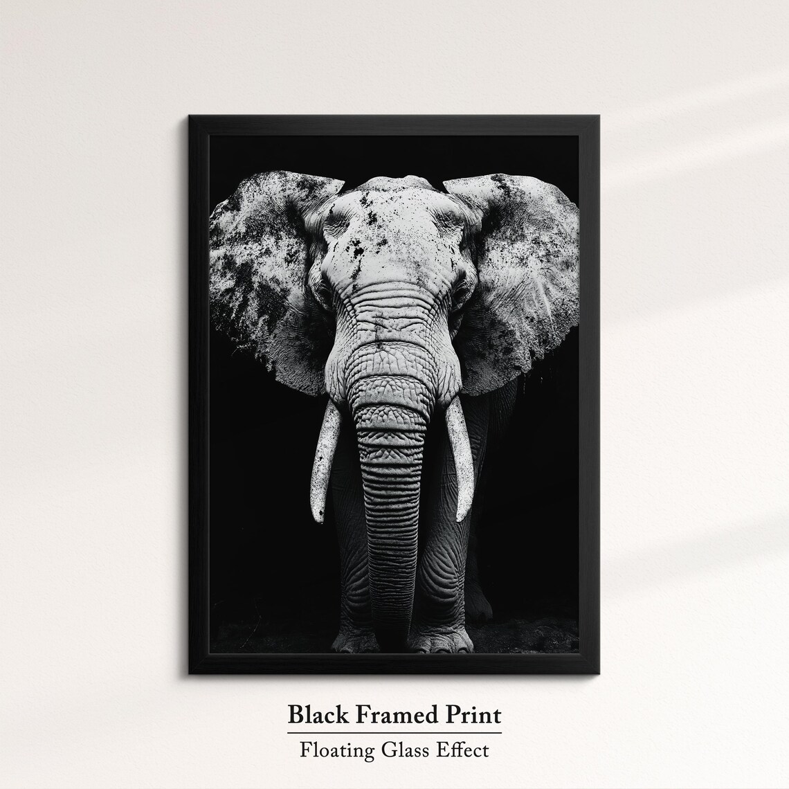 African Elephant Monochrome Black White Dramatic Tusker Portrait Poster - Image 8