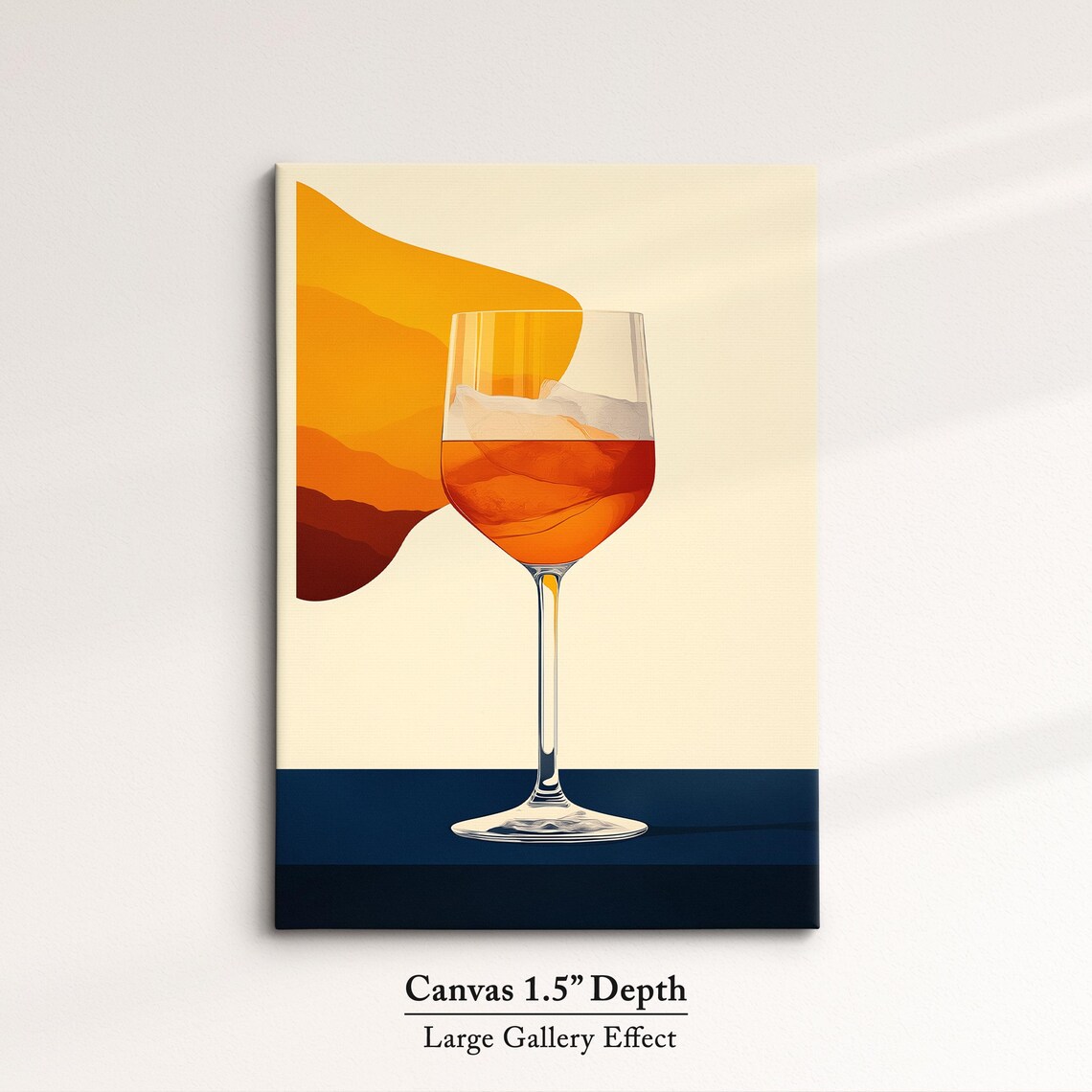 Wine Glass Minimalist Orange Abstract Sunset Drink Kitchen Decor Poster - Image 3