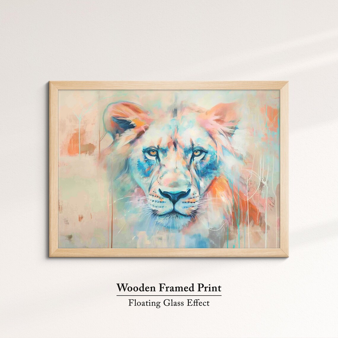Lioness Pastel Watercolor Face Close Up Abstract Wildlife Art Poster - Image 6