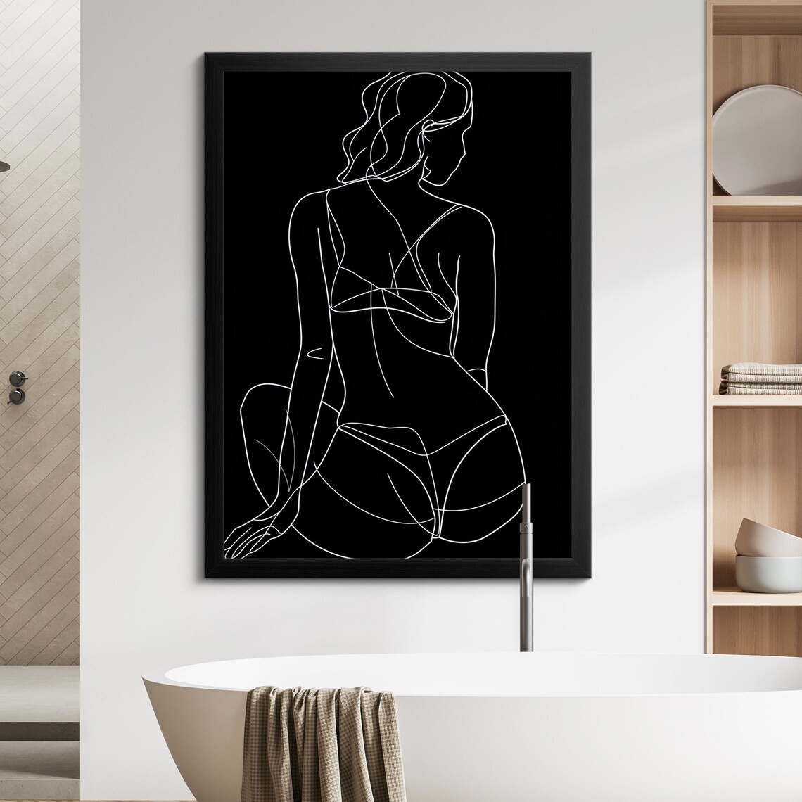 Minimalist Woman Line Art Drawing Elegant Female Body Black Wall Art Poster - Image 8