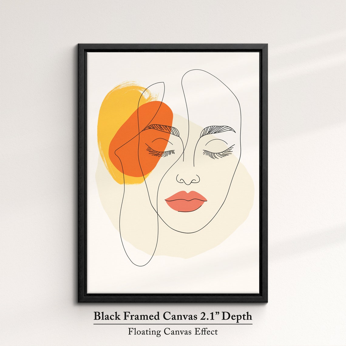 Abstract Woman Face Line Art Modern Minimalist Warm Tone Wall Art - Image 2