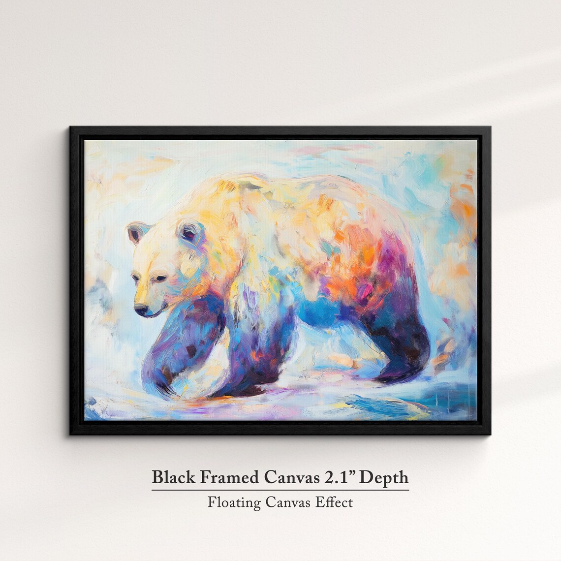 Polar Bear Colorful Abstract Oil Painting Walking Arctic Art Wall Poster - Image 2