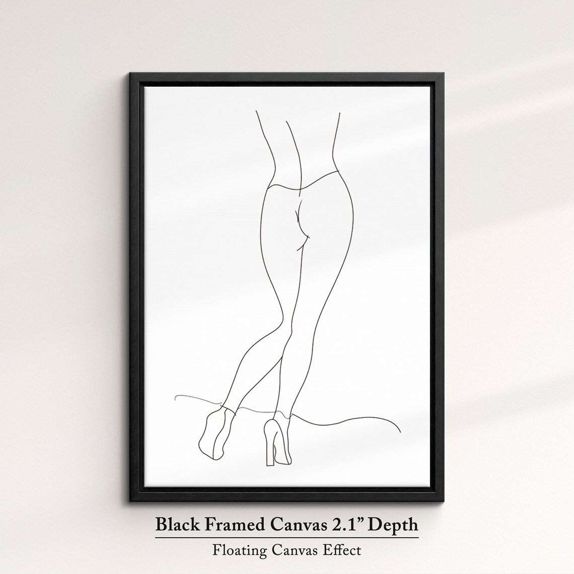 Minimalist Woman Standing Single Line Art Heels Figure Wall Poster - Image 2