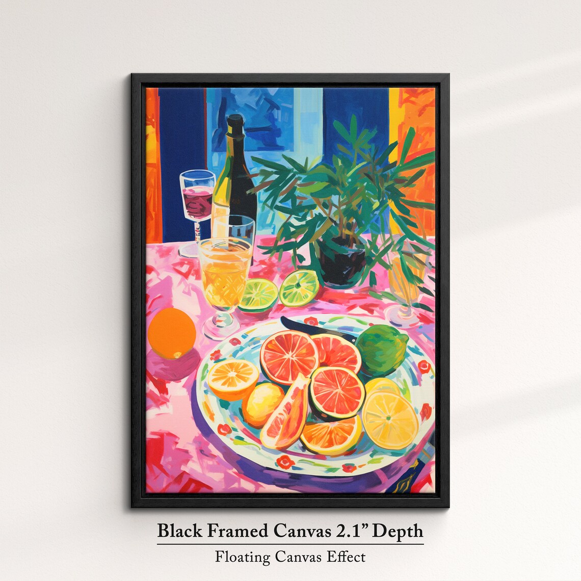 Vibrant Fruit Still Life Art Colorful Framed Wall Decor Modern Kitchen Artwork Citrus Fruit Painting Perfect For Dining Room - Image 2