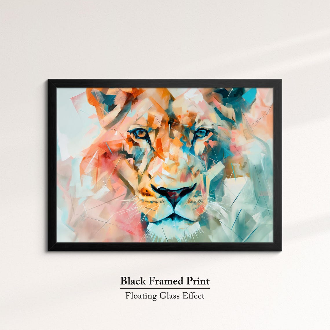 Lioness Geometric Fragmented Orange Teal Modern Abstract Art Poster - Image 8