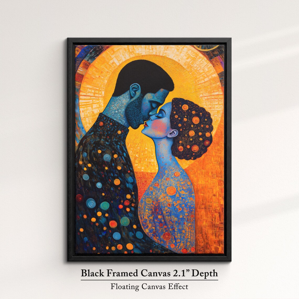 Romantic Couple Kiss Golden Mosaic Art Nouveau Style Wall Art Print - Image 2