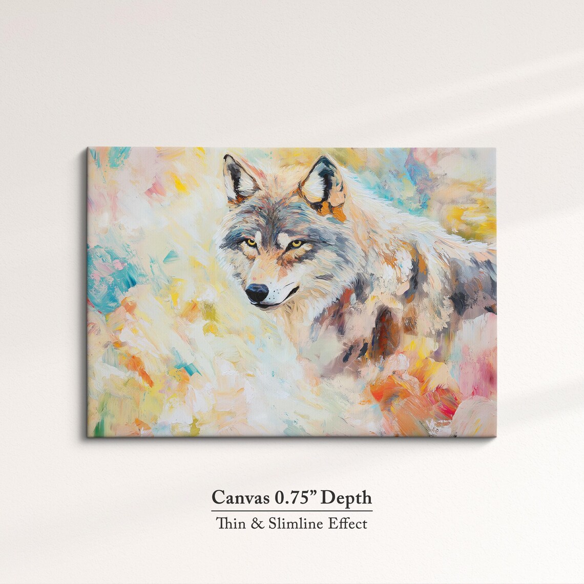 Wolf Abstract Oil Painting Golden Eyes Colorful Wildlife Portrait Poster - Image 4